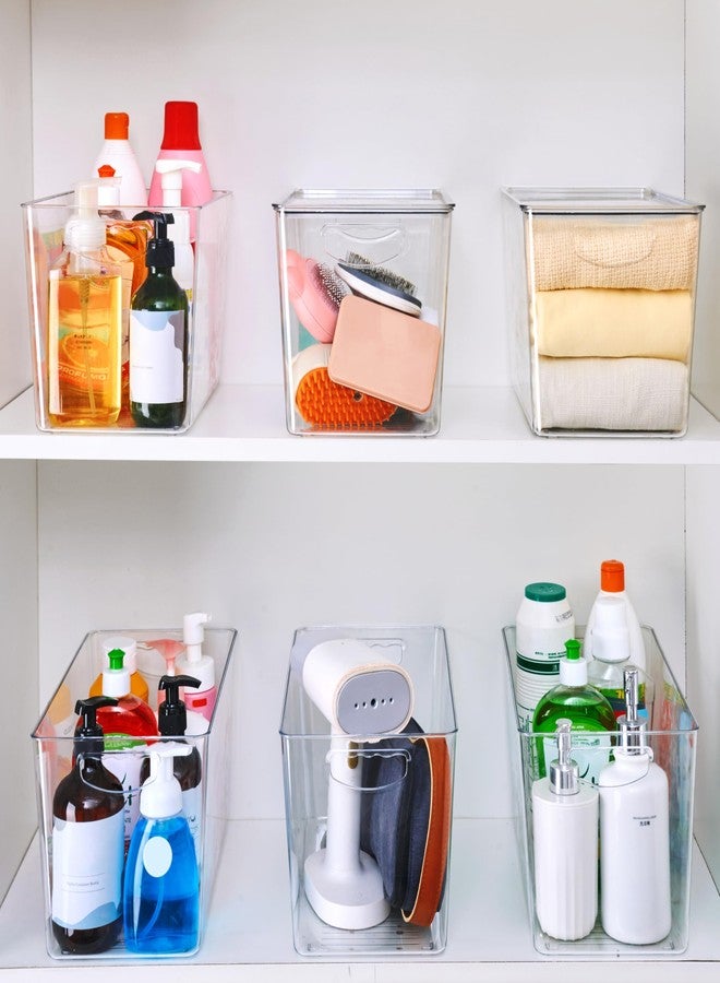 theaoo Clear Storage Bins with Lids Stackable - XLarge Plastic Containers for Pantry Organization and Storage - Perfect for kitchen,Fridge,Laundry Room,Bathroom,Garage,Closet,Cabinet Organizer -6 Pack - Image 5